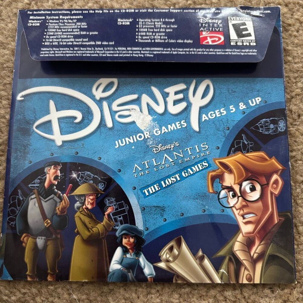 Disney’s Atlantis The Lost Empire PC CD-ROM For Windows 95/ 98/Me/XP